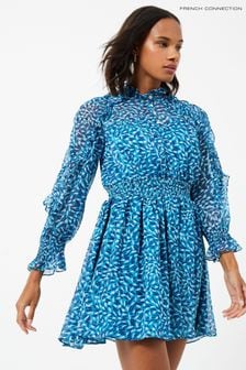 French Connection Blue Billi Recy Hallie Frill Dress (D97469) | €67