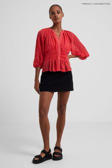 French Connection Red Cora Pleated Smock Top (D97492) | €37