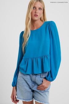 French Connection Blue Crepe Light Georgette Peplum Top (D97494) | €24