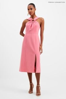 French Connection Pink Eco Crepe Ring Halter Nk Dress (D97499) | €53