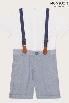 Синий комплект из трех предметов с подтяжками и шортами Monsoon Nathan (D97538) | €28 - €41