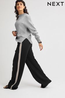 Черно-серый - Широкие брюки с лампасами (D97548) | 25 230 тг