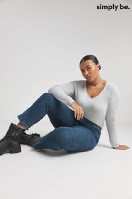 Simply Be Bleu Jeans coupe droite mi-vintage délavée 24/7 (D97643) | €27