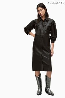 AllSaints Black Ava Lea Shirt Dress (D97678) | $745