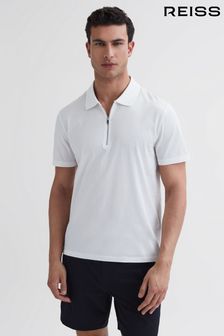 Reiss White Belfry Mercerised Egyptian Cotton Polo Shirt (D97804) | 515 QAR
