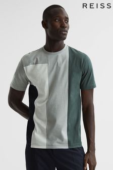 Reiss Green Multi Viejo Slim Fit Mercerised Cotton T-Shirt (D97823) | OMR38