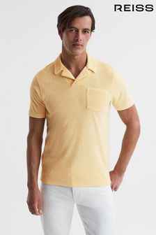 Reiss Lemon Caicos Towelling Cuban Collar Polo Shirt (D97833) | $120