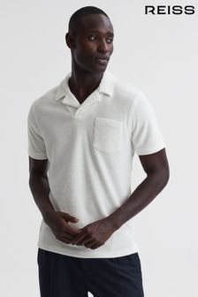 Reiss White Caicos Towelling Cuban Collar Polo Shirt (D97837) | kr1,239