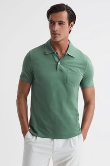 Reiss Fern Green Nammos Slim Fit Cotton Polo Shirt (D97851) | kr1,239
