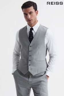 Reiss Soft Grey Arrow Slim Fit Wool Blend Waistcoat (D97866) | SGD 408