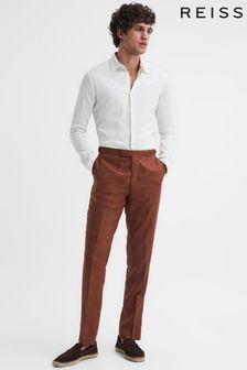 Reiss Tobacco Kin Slim Fit Linen Trousers (D97891) | kr2 095