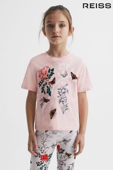 Reiss Pink Mahlia Senior Printed Set - T-Shirt and Leggings (D98252) | 337 SAR