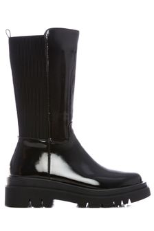 Moda In Pelle Emery Square Toe Mid Height Chunky Black Boots (D98813) | 250 zł