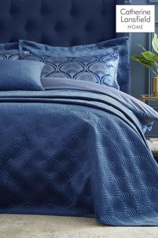 Catherine Lansfield Blue Art Deco Pearl Throw (D99013) | AED333
