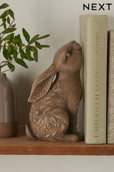 Brown Carved Hare Bookend Ornament (D99045) | R258