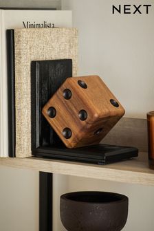 Black/Brown Bronx Wooden Dice Bookend (D99051) | 27 €