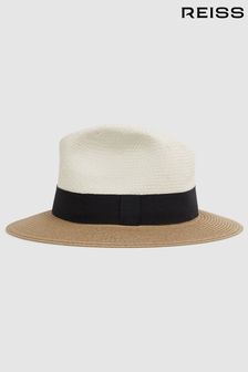 Pălărie din paie cu blocuri de culoare Reiss Annie (D99098) | 644 LEI