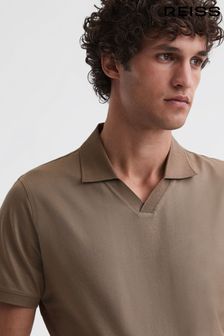 Желтовато-коричневый - Зауженная хлопковая рубашка поло Reiss Leeds (D99106) | €119