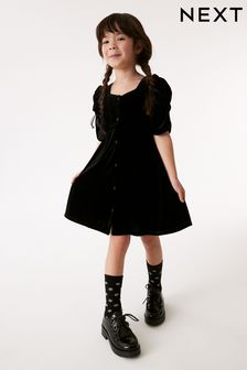Black Velvet Shirred Sleeve Dress (3-16yrs) (D99924) | €19 - €25