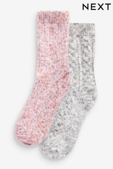 Pink/Grey Thermal Blend Ankle Socks 2 Pack (D99956) | AED24