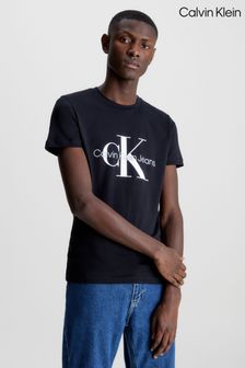 تيشرت أسود ضيق Monologo من Calvin Klein (D99990) | 250 د.إ
