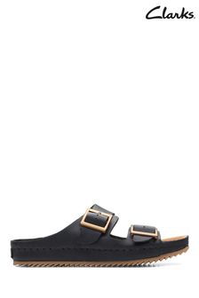 Clarks Black Leather Brookleigh Sun Sandals (E00029) | LEI 418