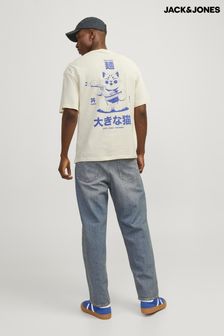 JACK & JONES Cream Relaxed Fit Back Print T-Shirt (E00051) | kr195