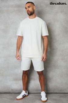 Threadbare Ecru Cream Relaxed Fit Textured T-Shirt (E00114) | $34