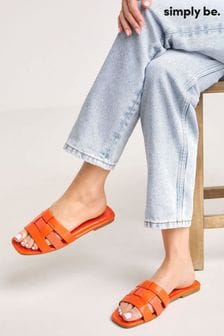 Simply Be Orange Woven Flat Sandals In Extra Wide Fit (E00164) | €27