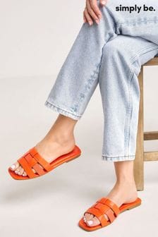 Simply Be Orange Woven Flat Sandals In Extra Wide (E00164) | $33