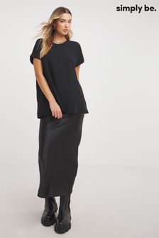 Simply Be Black Slouchy Dip Back T-Shirt (E00165) | AED89