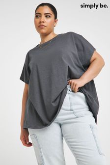 Simply Be Grey Slouchy Dip Back T-Shirt (E00169) | AED89