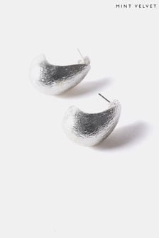 Mint Velvet Silver Tone Brushed Drop Earrings (E00216) | LEI 173