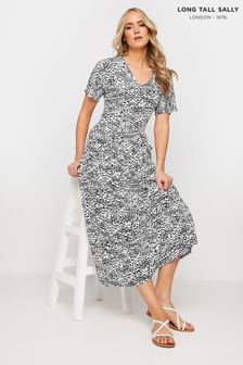 Long Tall Sally Black V-Neck Printed Pocket Dress (E00277) | €43
