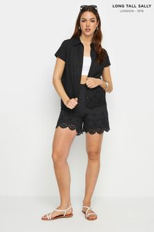 Black - Long Tall Sally Borderie Co-ord Shorts (E00280) | kr490