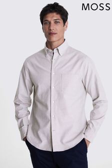 MOSS White/Grey Washed Oxford Shirt (E00342) | €51