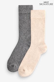 Grey/Neutral Lambswool Signature Socks 2 Pack (E00493) | $22