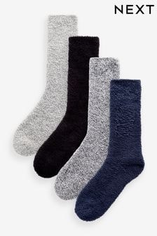 Grey/Blue/Black Cosy Bed Socks 4 Pack (E00539) | $28