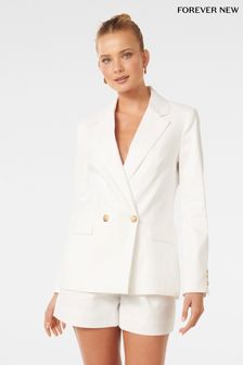 Forever New Linen Blend Alex Double Breasted Blazer (E00664) | kr1 740