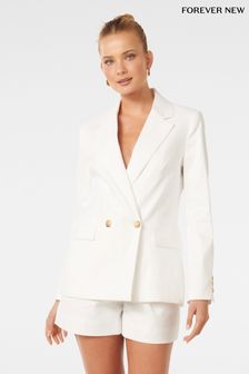 Forever New Linen Blend Alex Double Breasted Blazer
