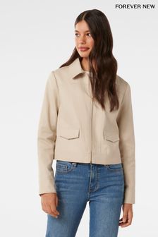 Forever New Teresa Zip Through Jacket Contains Linen (E00669) | 537 LEI