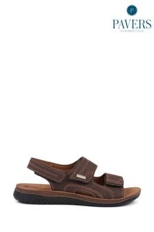Pavers Triple Strap Touch Fasten Brown Sandals (E00745) | $66
