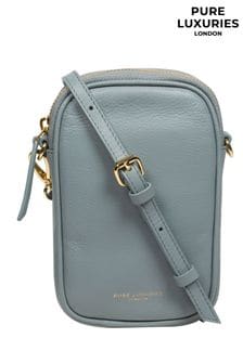 Голубой - Кожаная сумка для телефона с длинным ремешком Pure Luxuries London Alaina (E01050) | €48