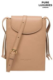 Кремовый - Кожаная сумка для телефона с длинным ремешком Pure Luxuries London Kiana (E01083) | €46