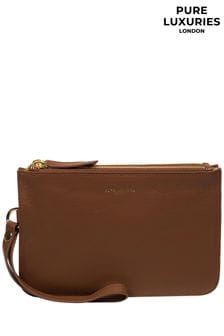 Temno rjava - Usnjena clutch torbica Pure Luxuries London Addison Nappa (E01097) | €44