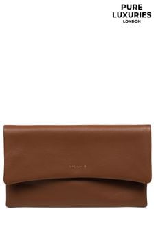 Marrón oscuro - Pure Luxuries London Amelia Nappa Leather Clutch Bag (E01101) | 55 €