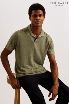 Verde - Ted Baker Regular Flinpo Linen Polo Shirt (E01177) | 388 LEI