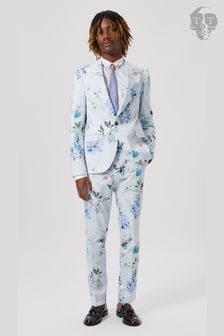 Twisted Tailor Blue Skinny Fit Pickhurst Floral Cotton Jacket (E01253) | $257