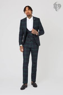 Twisted Tailor Skinny Fit Ginger Wool Tartan Jacket (E01259) | 895 LEI