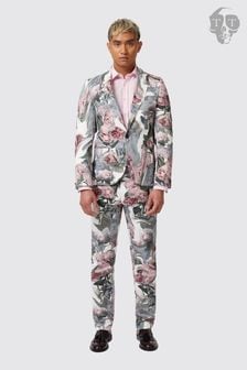 Twisted Tailor White Skinny Fit Dali Cotton Floral Jacket (E01274) | €191